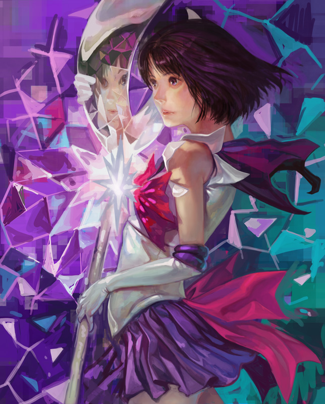 tomoe hotaru and sailor saturn (bishoujo senshi sailor moon) drawn by k-bose