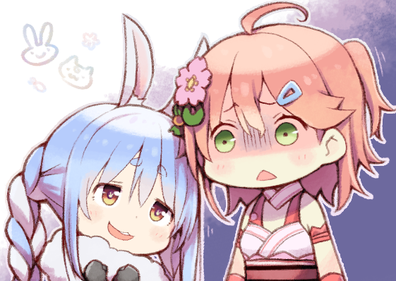 usada pekora and sakura miko (hololive) drawn by kuro_(kuroneko_no_kanzume)