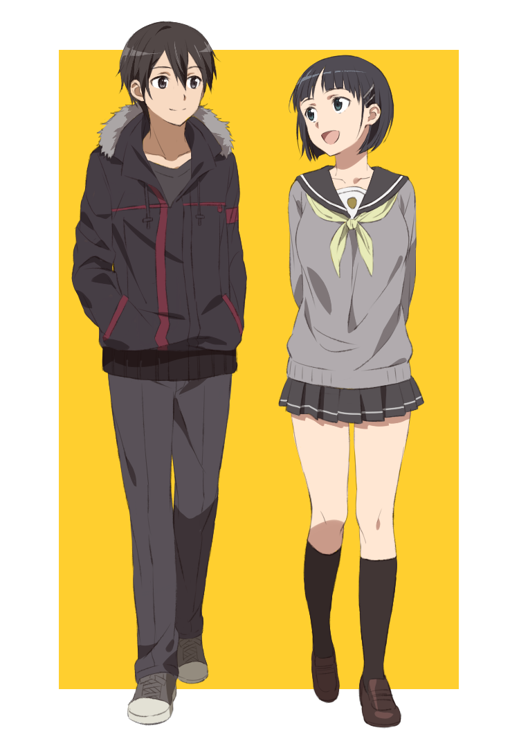 kirito and kirigaya suguha (sword art online) drawn by ogata_(oga00)