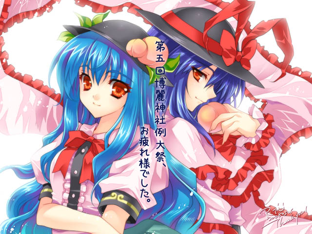 hinanawi tenshi and nagae iku (touhou) drawn by riv_(rivleaf)