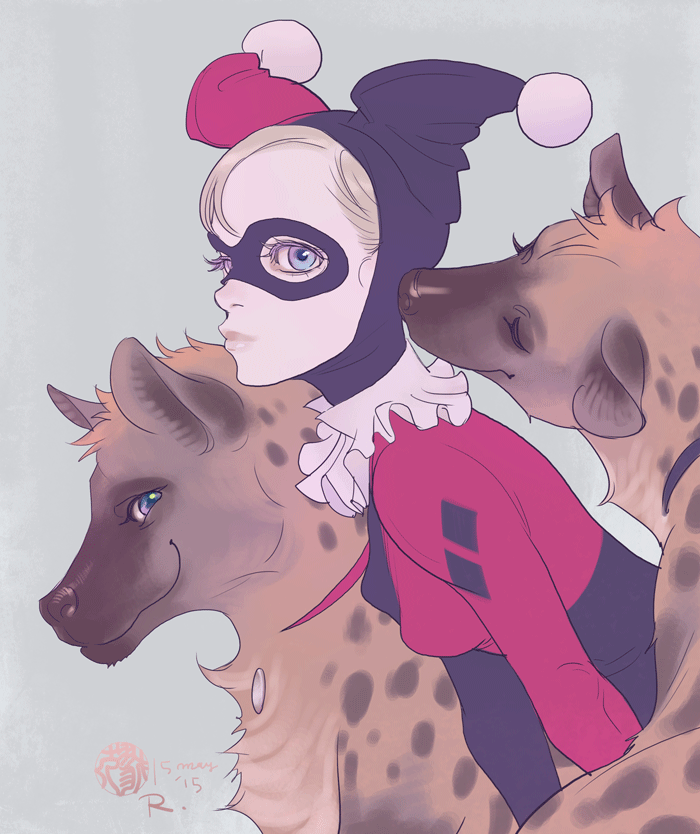 harley quinn and bud and lou (dc comics and 1 more) drawn by ricken