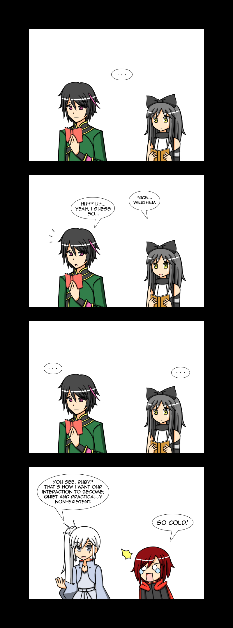 ruby rose, weiss schnee, blake belladonna, and lie ren (rwby) drawn by lunarisaileron