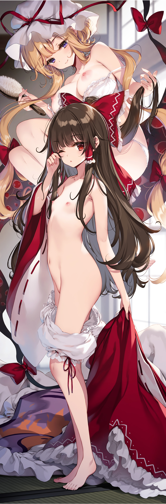 hakurei reimu and yakumo yukari (touhou) drawn by ke-ta