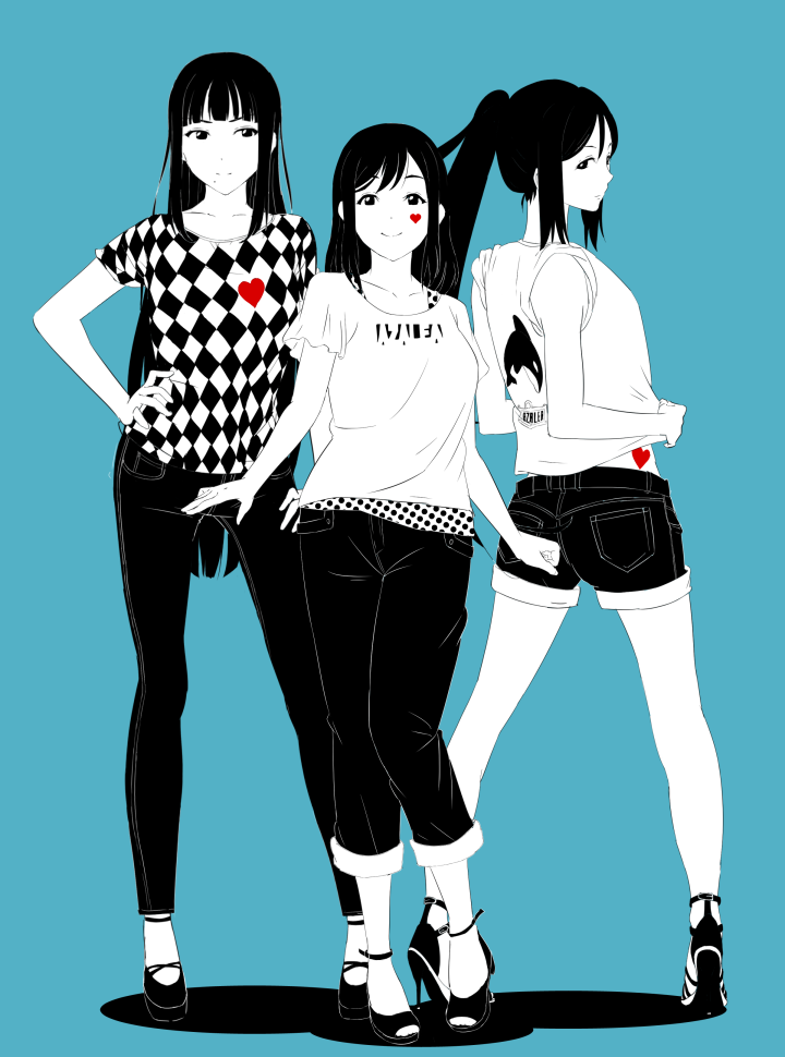 matsuura kanan, kurosawa dia, and kunikida hanamaru (love live! and 1 more) drawn by kimikagem9_(erementargerad)