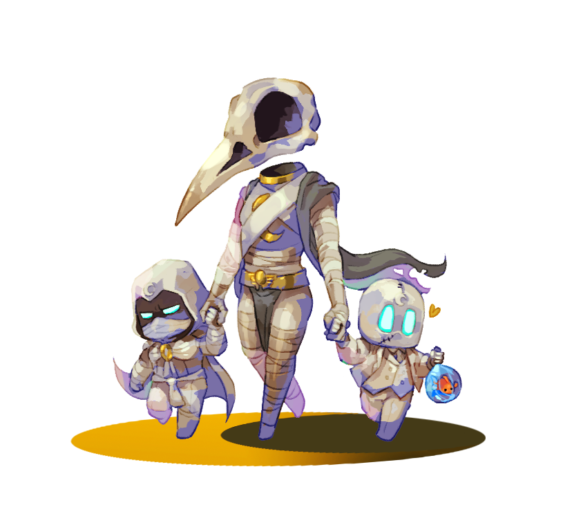 moon knight, mr. knight, and khonshu (marvel and 2 more) drawn by seafoodbf