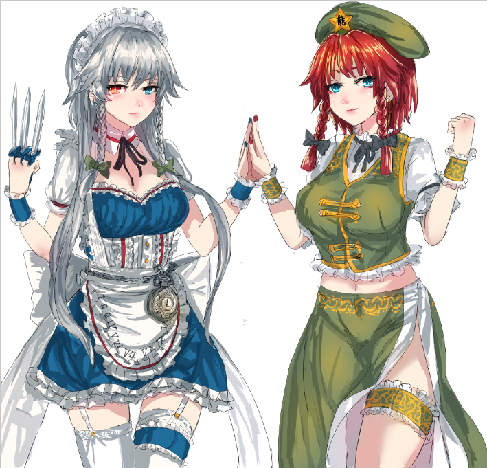 izayoi sakuya and hong meiling (touhou) drawn by panzer_(p.z)