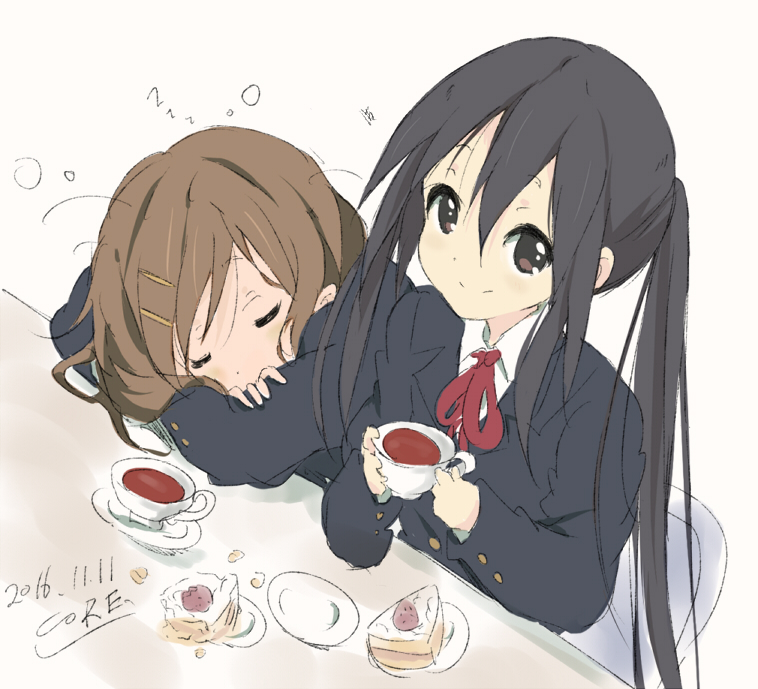 nakano azusa and hirasawa yui (k-on!) drawn by core_(mayomayo)
