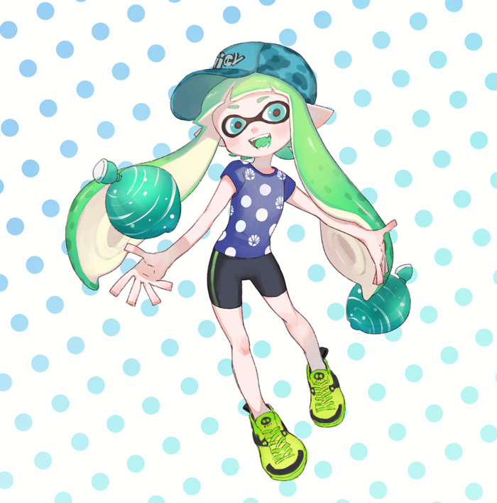 inkling player character and inkling girl (splatoon and 1 more) drawn by nichaku