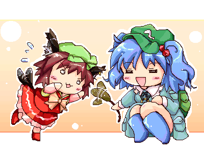 chen and kawashiro nitori (touhou) drawn by zipang_(zip@ng_works)