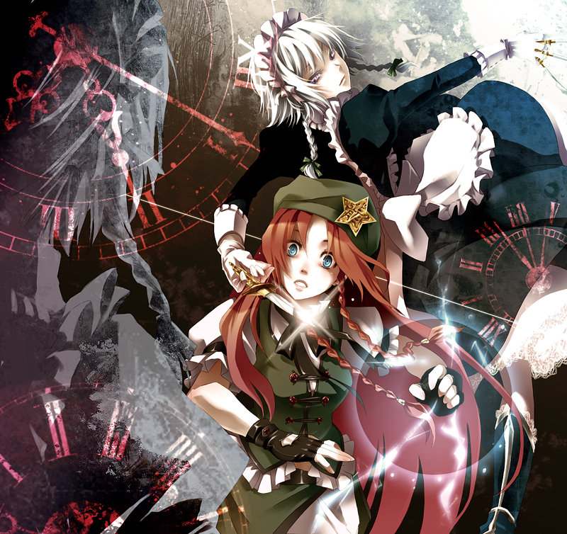 izayoi sakuya and hong meiling (touhou) drawn by mochinue