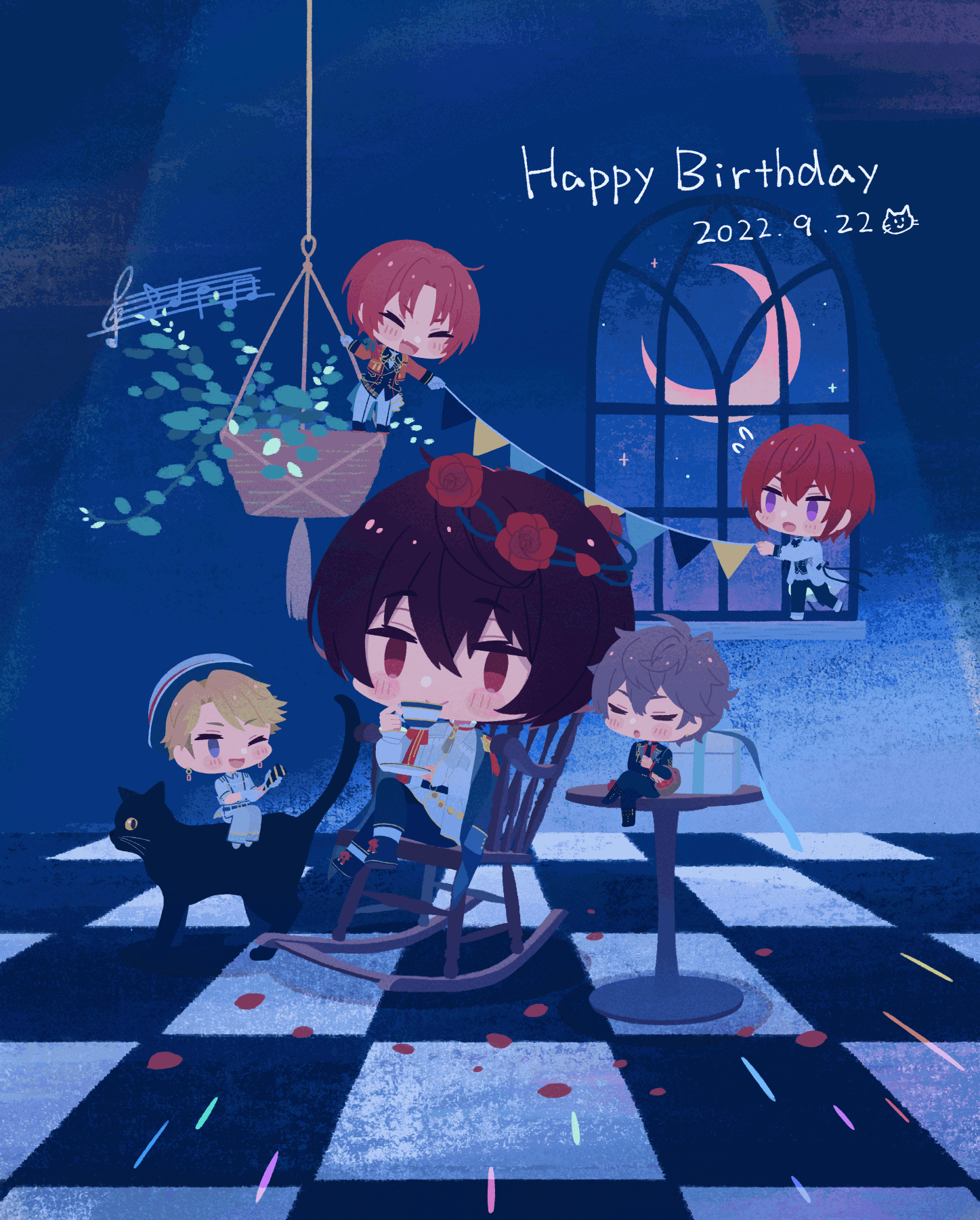 sakuma ritsu, tsukinaga leo, sena izumi, suou tsukasa, and narukami arashi (ensemble stars!) drawn by serihara