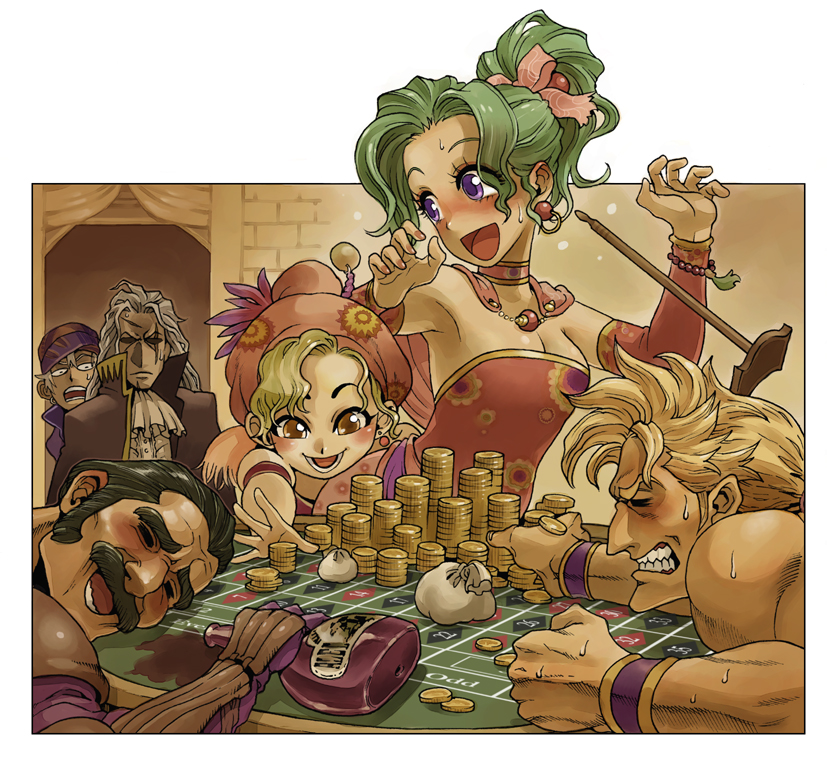 terra branford, locke cole, relm arrowny, sabin rene figaro, setzer gabbiani, and 1 more (final fantasy and 1 more) drawn by mimonel