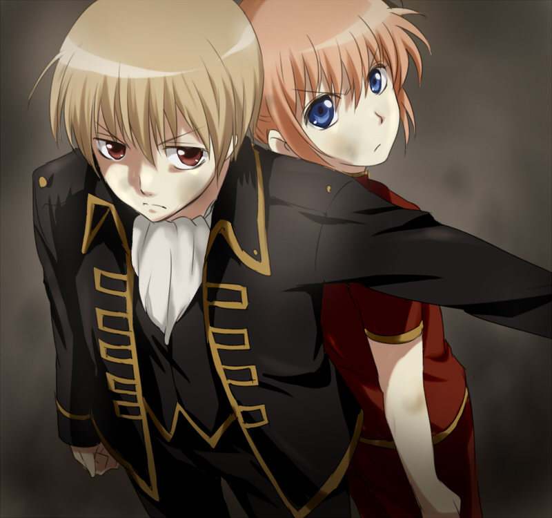 kagura and okita sougo (gintama) drawn by maruki_(punchiki)