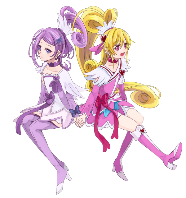aida mana, kenzaki makoto, cure heart, and cure sword (precure and 1 more) drawn by sasamaru_chimaki