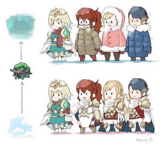 anna, sharena, fjorm, and alfonse (fire emblem and 1 more) drawn by robaco