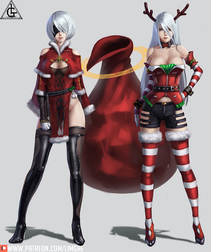 2b and a2 (nier and 1 more) drawn by limgae