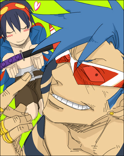 simon and kamina (tengen toppa gurren lagann and 1 more)