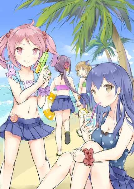 ushio, akebono, sazanami, and oboro (kantai collection) drawn by wataame27