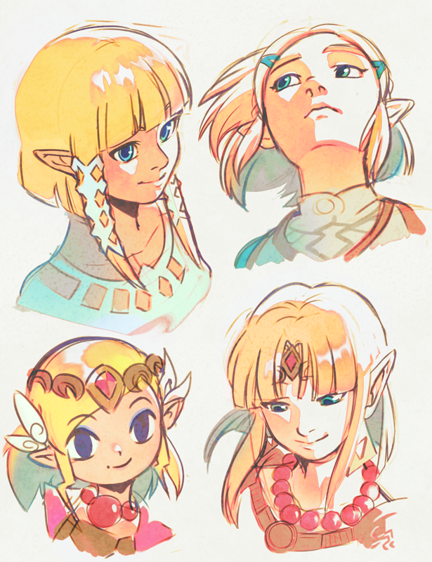 princess zelda and toon zelda (the legend of zelda and 5 more) drawn by uzucake