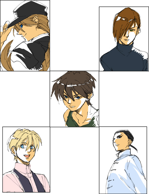 heero yuy, duo maxwell, chang wufei, trowa barton, and quatre raberba winner (gundam and 1 more) drawn by metricmaile