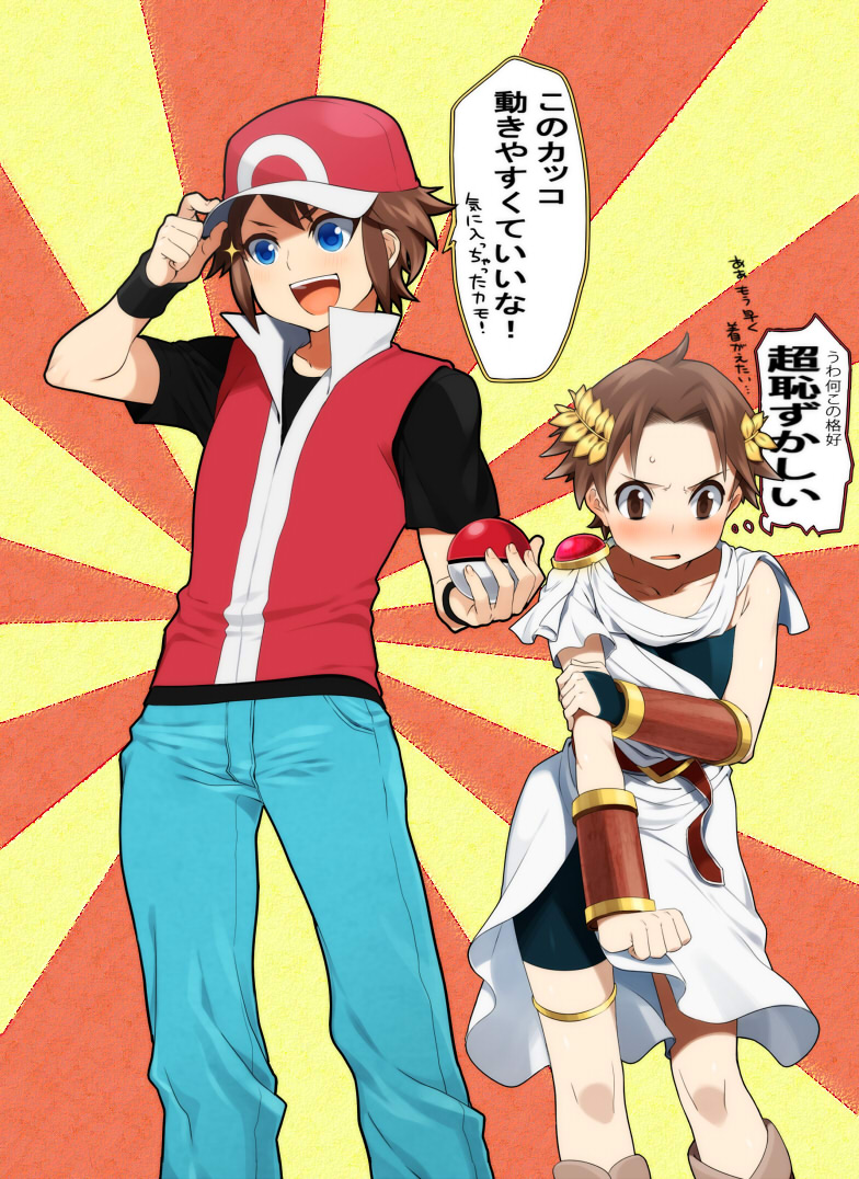 red and pit (pokemon and 2 more) drawn by agemono