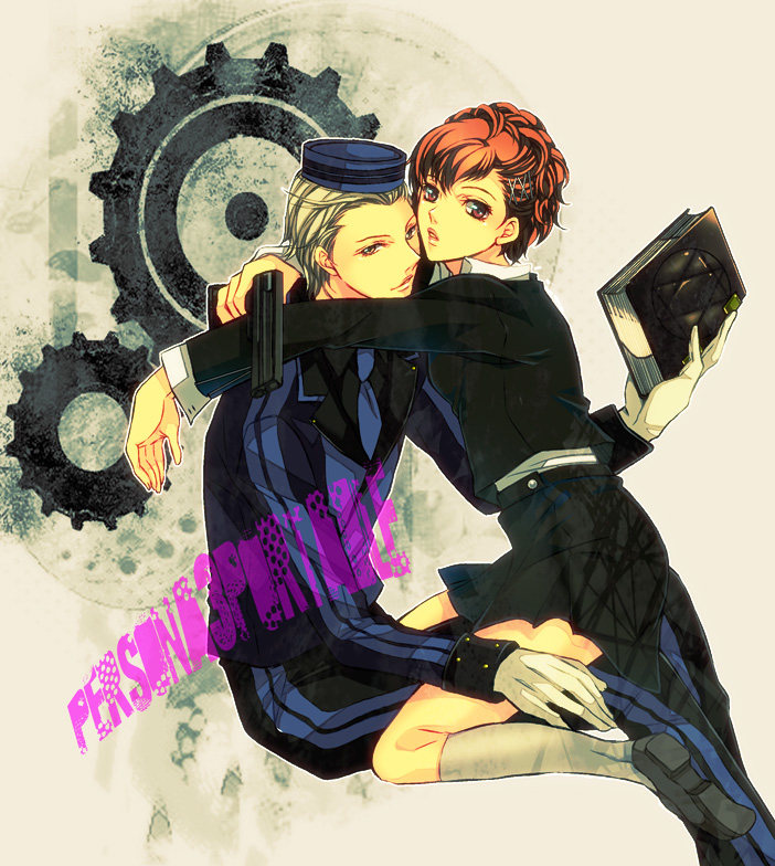 shiomi kotone and theodore (persona and 2 more) drawn by nishi_juuji