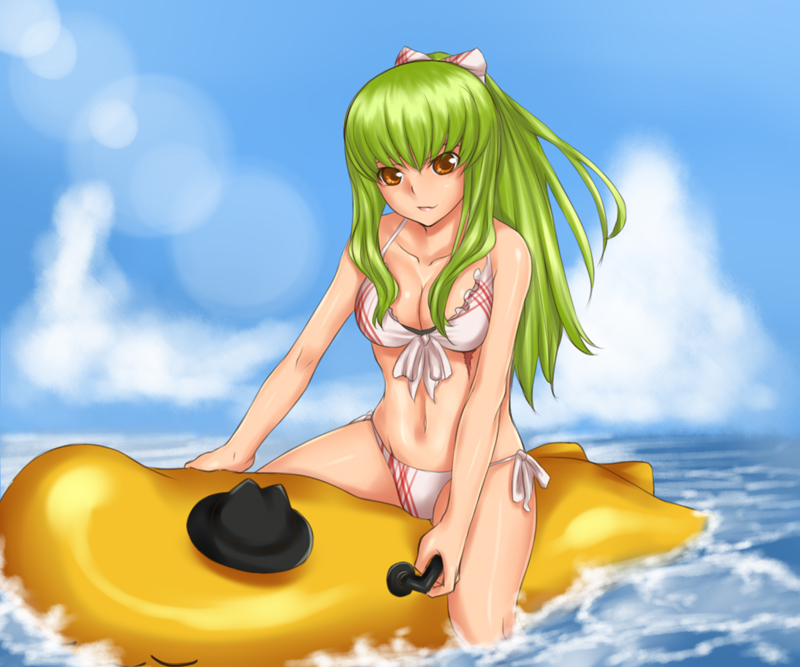 c.c. and cheese-kun (code geass and 1 more) drawn by rokuichi