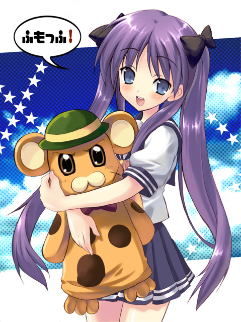 hiiragi kagami and bonta-kun (lucky star and 2 more) drawn by kyogoku_shin