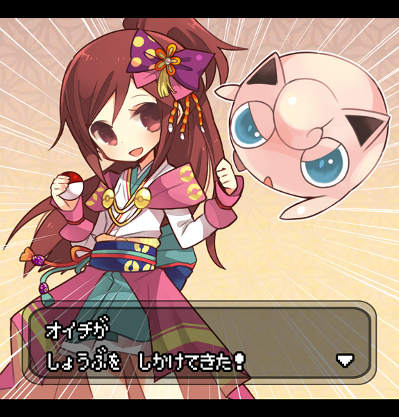 jigglypuff and oichi (pokemon and 3 more) drawn by akebi_(kakororo)