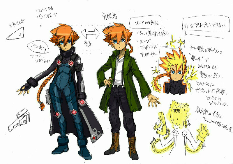 gunvolt (azure striker gunvolt and 1 more) drawn by araki_munehiro