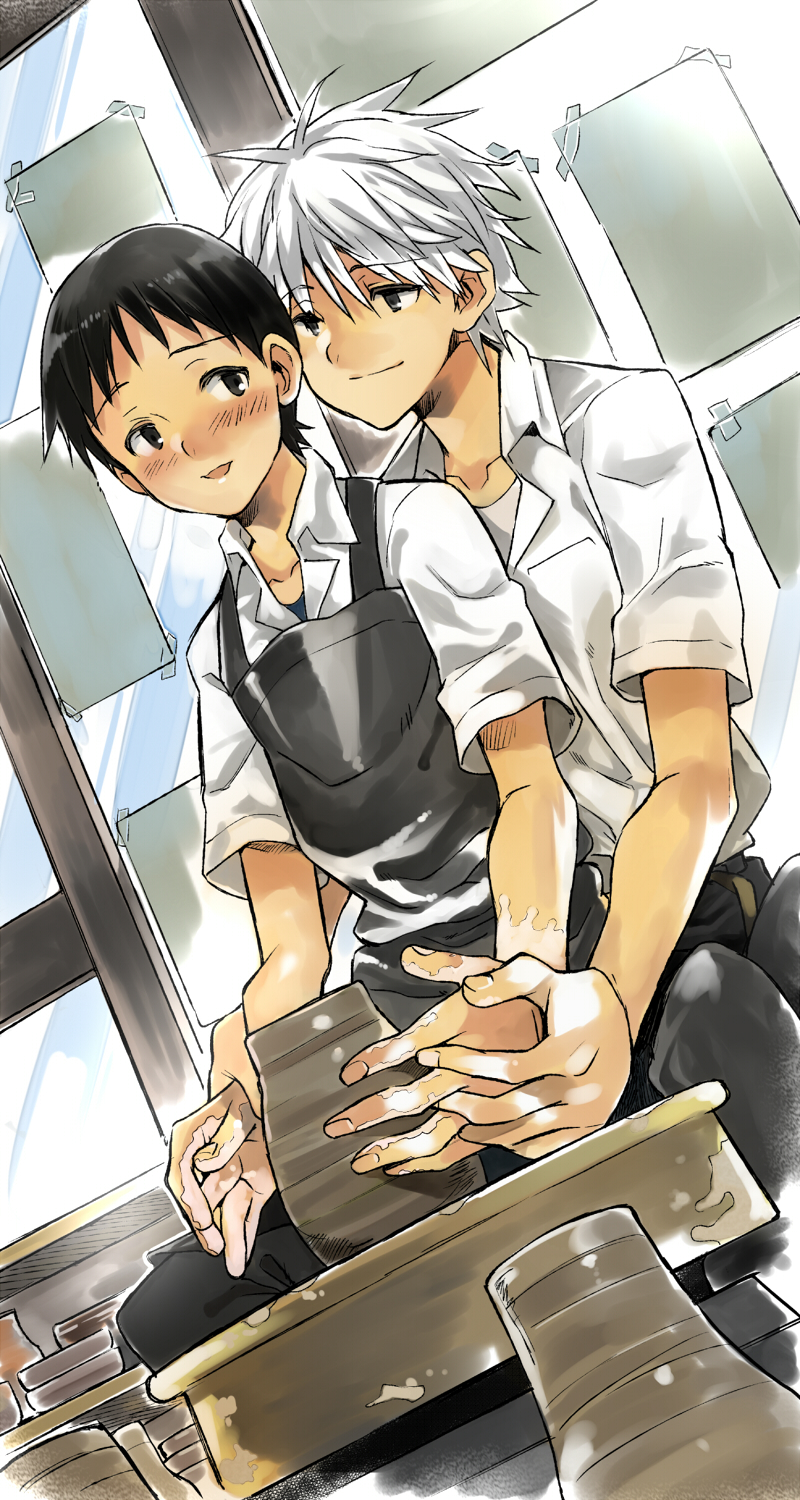 ikari shinji and nagisa kaworu (neon genesis evangelion and 1 more) drawn by coin_rand