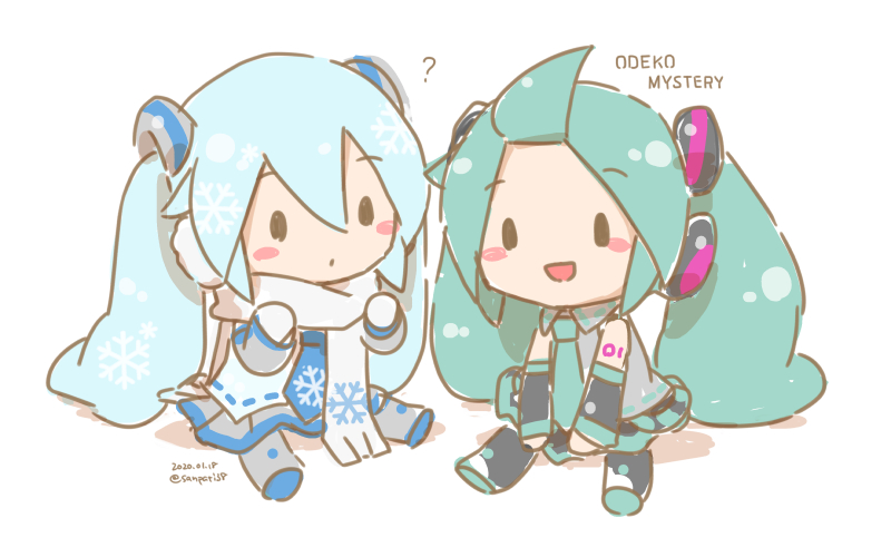 hatsune miku and yuki miku (vocaloid) drawn by sanpati
