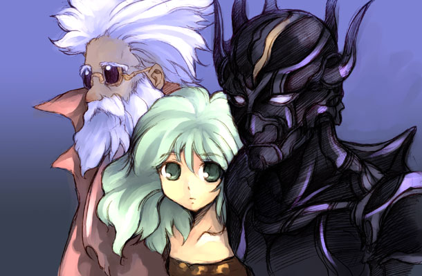 rydia, cecil harvey, and tellah (final fantasy and 1 more) drawn by kouno_hikaru