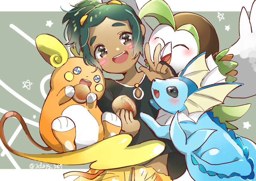 vaporeon, hau, alolan raichu, and dartrix (pokemon and 1 more) drawn by 50218