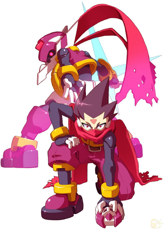 model p and siarnaq (mega man and 1 more) drawn by yabe_makoto