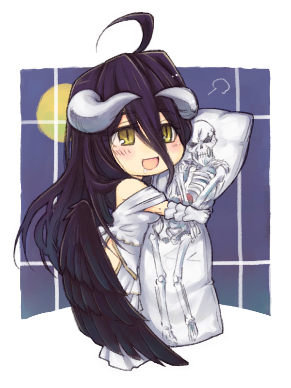 albedo and ainz ooal gown (overlord) drawn by magurosu_(xgpy8228)