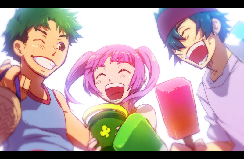 shinada benio, gouda tetsuya, and honda george (star driver) drawn by kiritachi