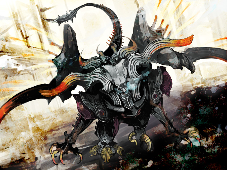 bahamut and bahamut shin (final fantasy and 2 more) drawn by houmuari
