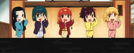 buratei marii, kuurubiyuutei gankyou, bouhatei tetora, anrakutei kukuru, and haroukitei kigurumi (joshiraku)