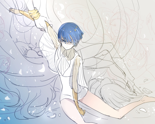 phosphophyllite, padparadscha, yellow diamond, and tsuki jin (houseki no kuni) drawn by shumiko_(kamenokoueki)