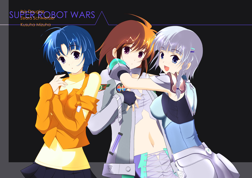 seolla schweizer, kusuha mizuha, and ibis douglas (super robot wars)
