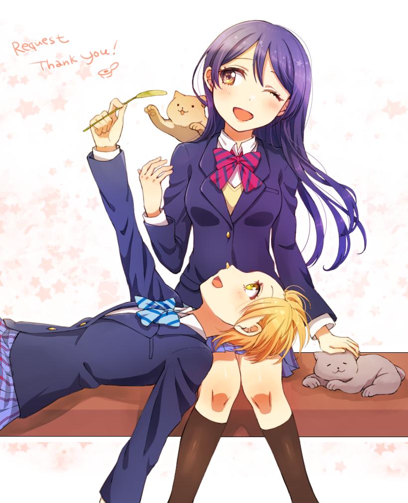 sonoda umi and hoshizora rin (love live! and 2 more) drawn by heru_(totoben)