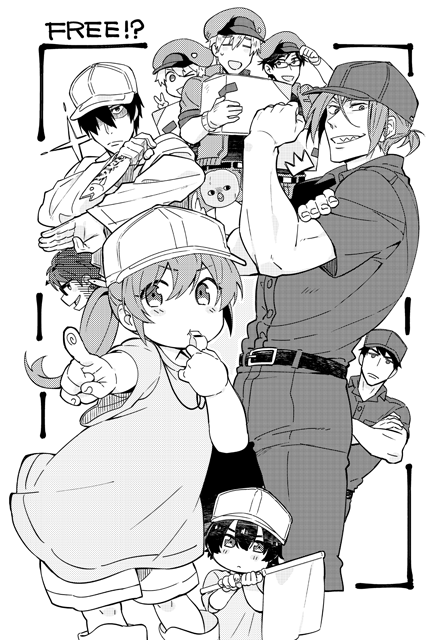 platelet, white blood cell, tachibana makoto, nanase haruka, matsuoka rin, and 11 more (free! and 2 more) drawn by qk00001