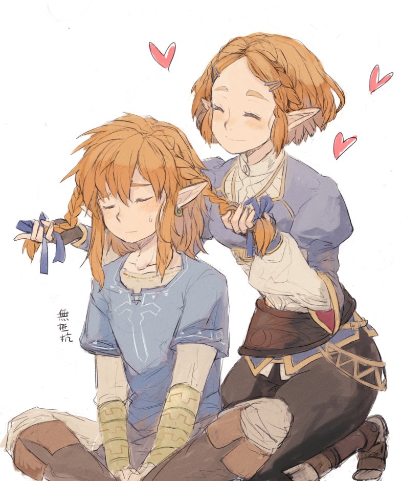 link and princess zelda (the legend of zelda and 1 more) drawn by aogoma