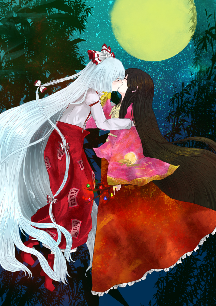fujiwara no mokou and houraisan kaguya (touhou) drawn by chiri_(o9o9)
