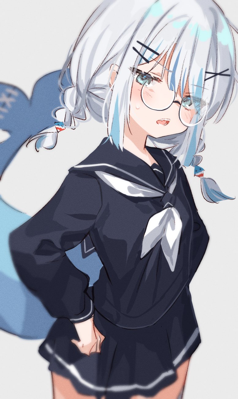 gawr gura (hololive and 1 more) drawn by shouu-kun