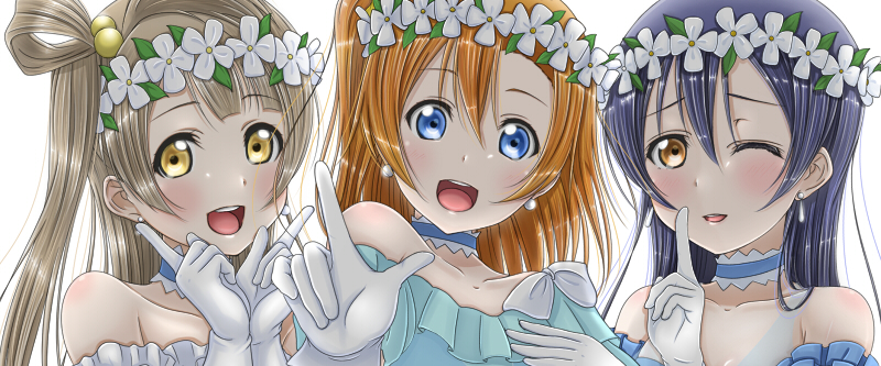 sonoda umi, minami kotori, and kosaka honoka (love live! and 1 more) drawn by roaru_(gyuren)