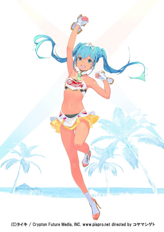 hatsune miku and racing miku (vocaloid and 2 more) drawn by koyama_shigeto