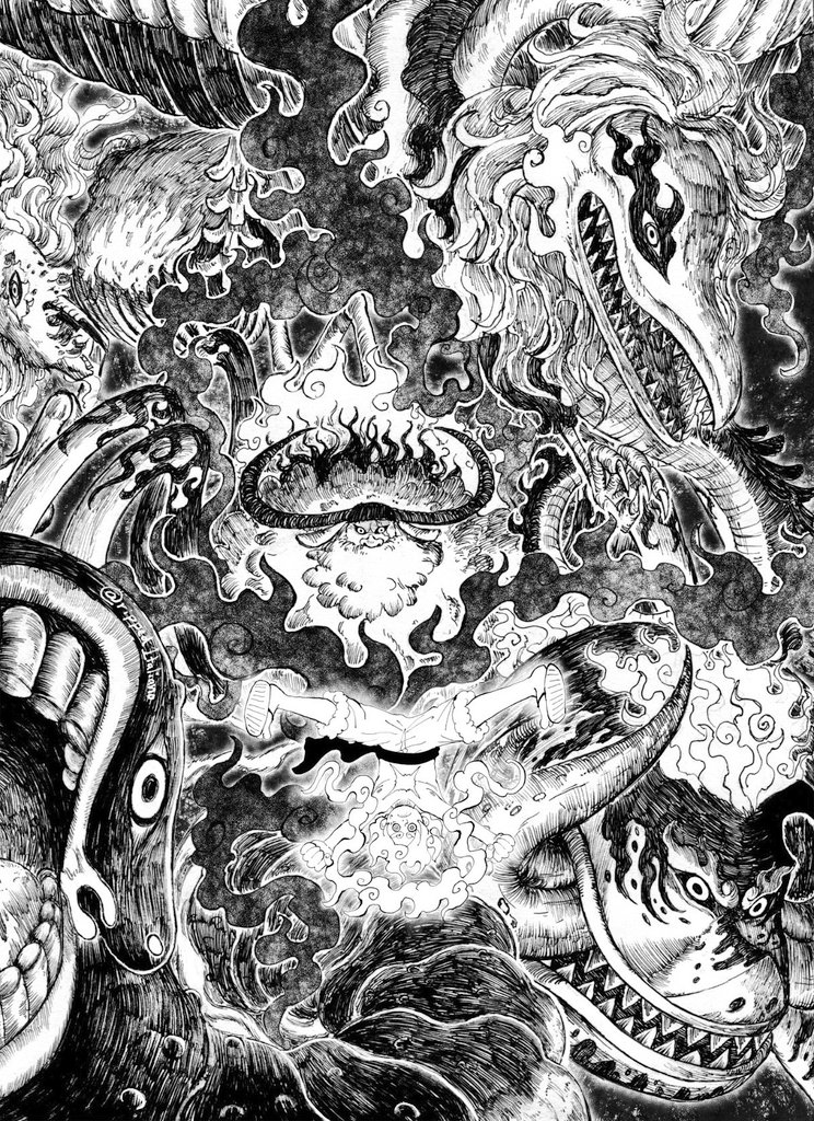 monkey d. luffy, jaygarcia saturn, ethan-baron v. nusjuro, marcus mars, topman warcury, and 1 more (one piece) drawn by ripped1taliano