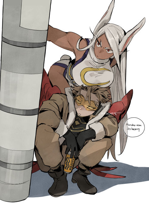 mirko and hawks (boku no hero academia) drawn by kadeart